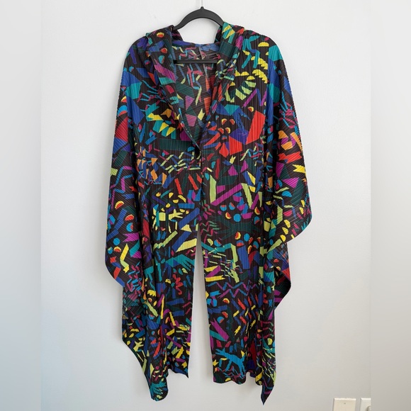 Issey Miyake Pleats Please Geometric Wrap Jacket Single Button.